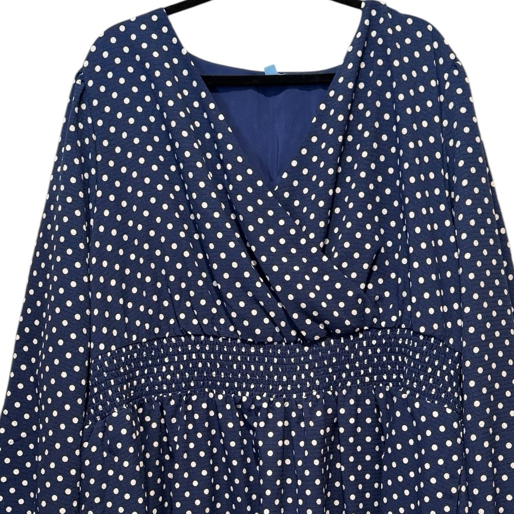 Draper James Navy Blue Polka Dot Midi Dress - Picture 4 of 15